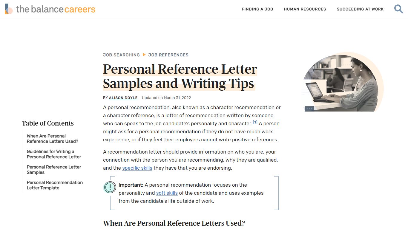 Personal Reference Letter Samples and Writing Tips - The Balance Careers